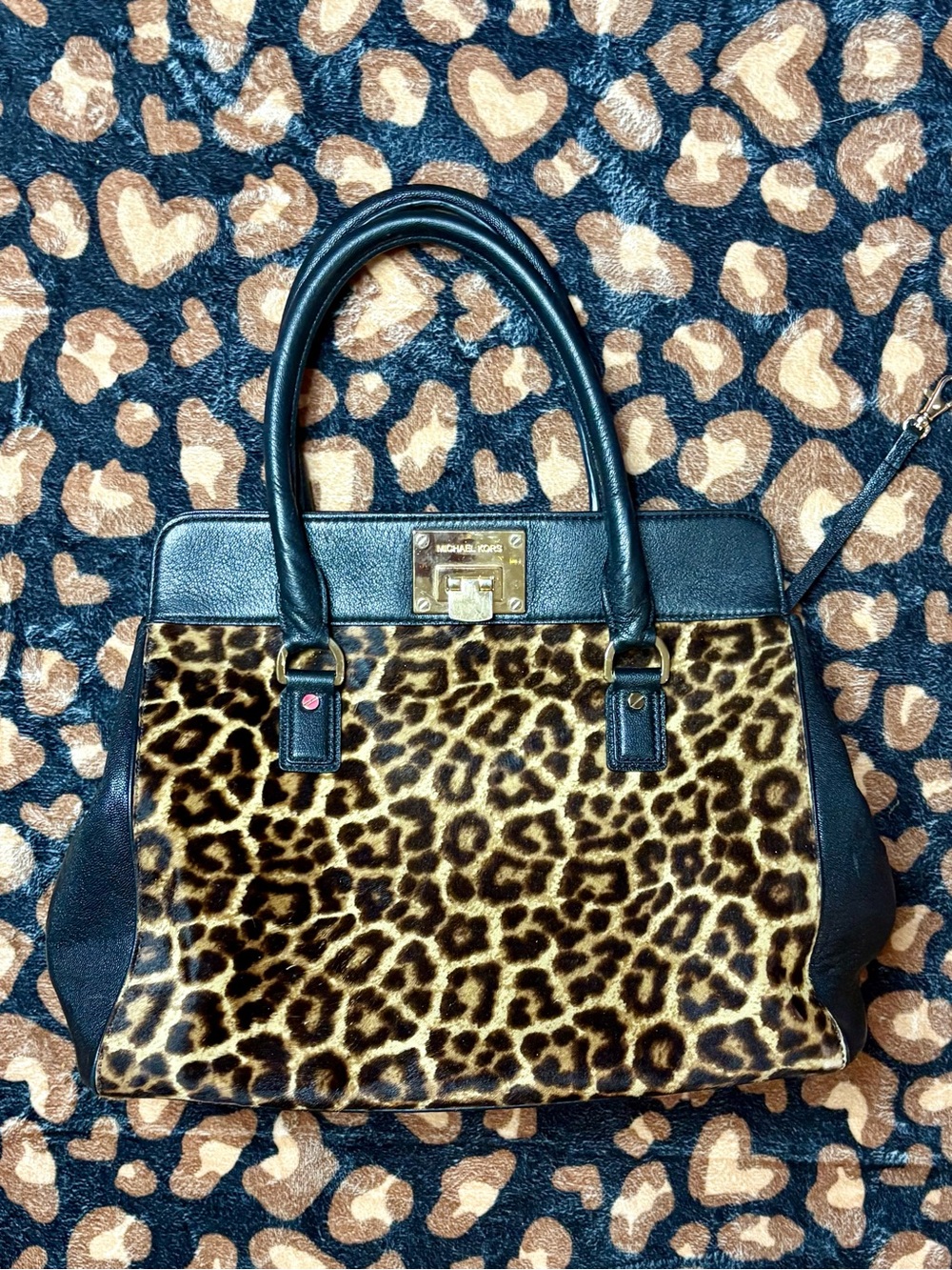 Y2K mcbling 2010 limited edition Micheal Kors calf hair leopard print large bag